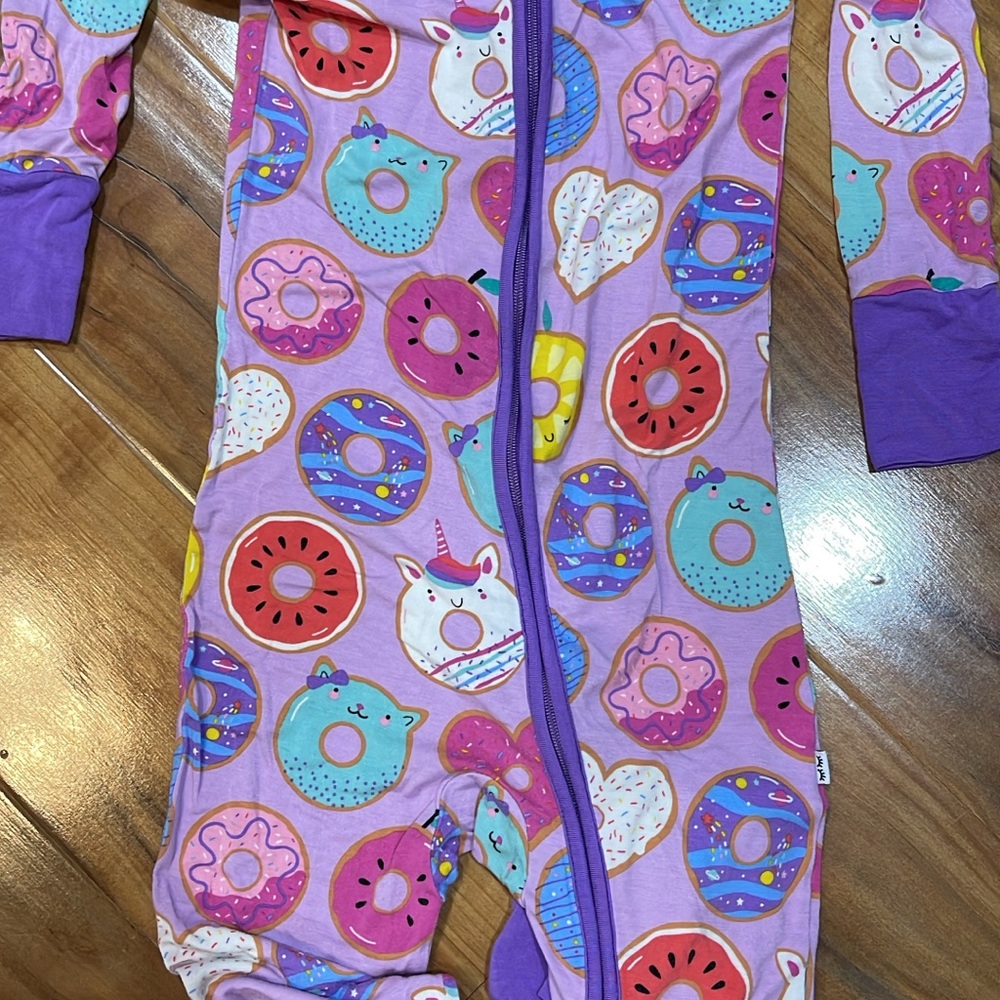 Little Sleepies Purple and Pink Donut Print Footies